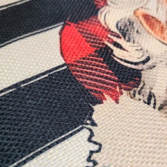 Santa Christmas Pillow Cover Holiday Decor Black Striped Xmas Accent Throw Case - Picture 3 of 8